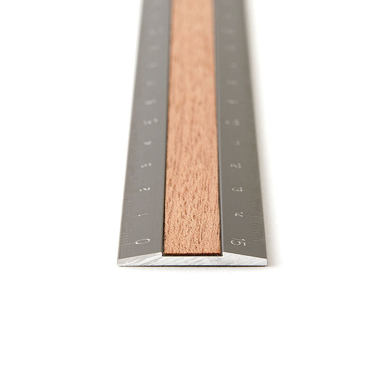 MIDORI - Ruler - 15cm - Grey Aluminium/Wood