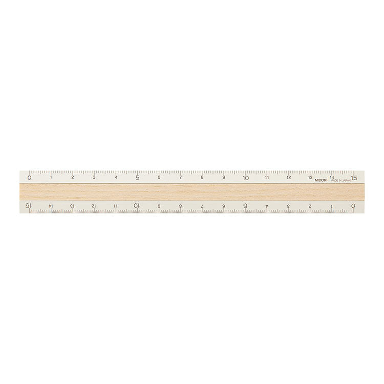 MIDORI - Ruler - 15cm - Ivory Aluminium/Wood