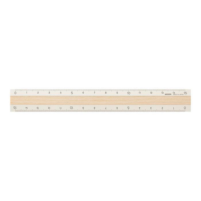 MIDORI - Ruler - 15cm - Ivory Aluminium/Wood