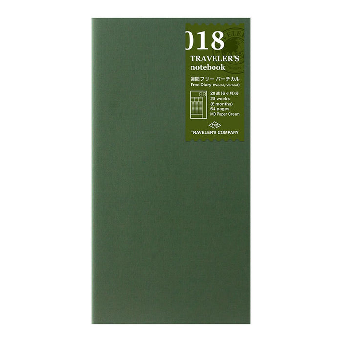 Traveler's Company - Diary Insert - Regular Size - 018 Undated Weekly Vertical Planner