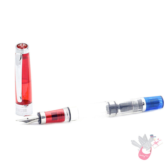 TWSBI Diamond 580 Fountain Pen - Red / Clear / Blue (limited edition)