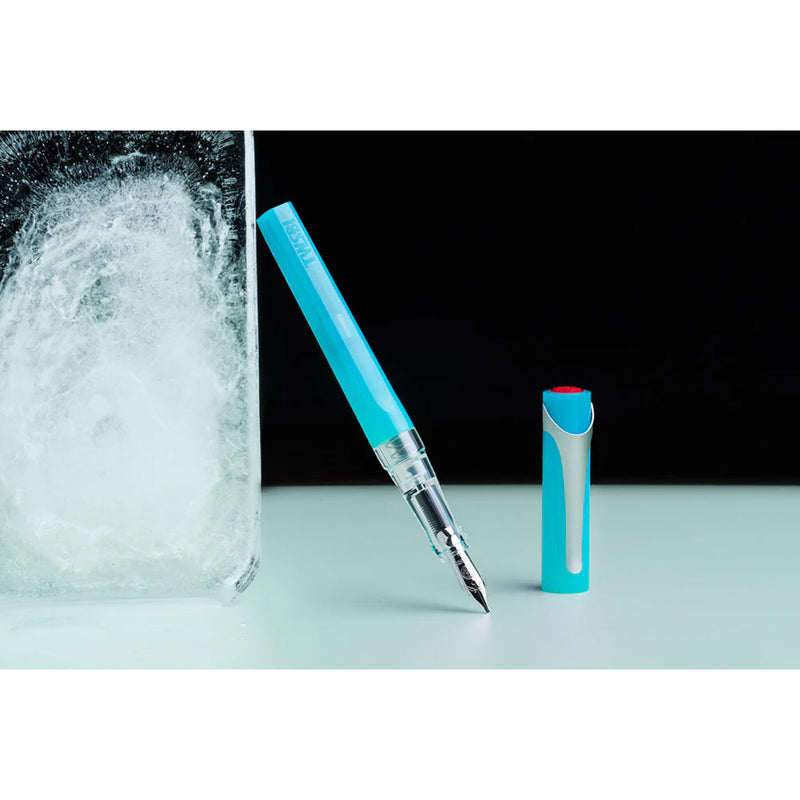 TWSBI Swipe Fountain Pen - Spring Loaded Converter - Blue Ice Colour - Fine Nib