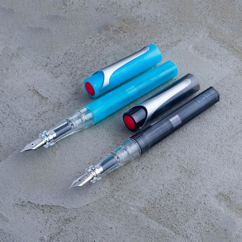 TWSBI Swipe Fountain Pen - Spring Loaded Converter - Blue Ice Colour - Fine Nib