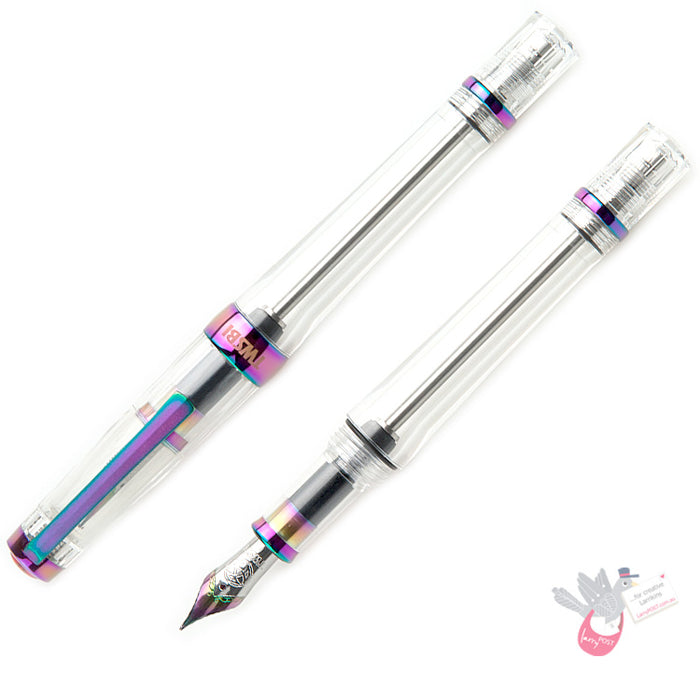 TWSBI Vac 700R Iris Fountain Pen - Clear with plated aluminium trim - Broad Nib