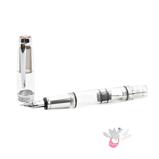 TWSBI Diamond Mini AL Silver Fountain Pen - Clear with silver aluminium trim - Extra Fine Nib