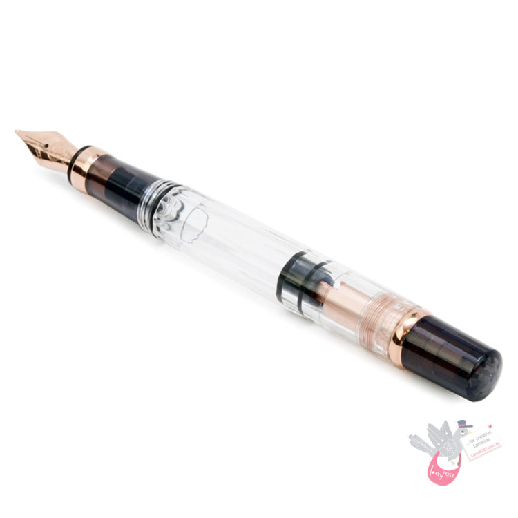TWSBI Diamond 580 Rose Gold II Fountain Pen - Clear/smoke with rose gold trim - Extra Fine Nib