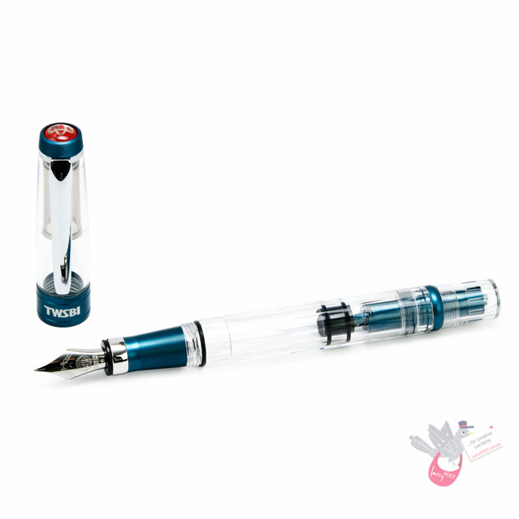 TWSBI Diamond 580ALR Prussian Blue Fountain Pen - Clear body with Blue trim - 1.1 Italic (stub) Nib