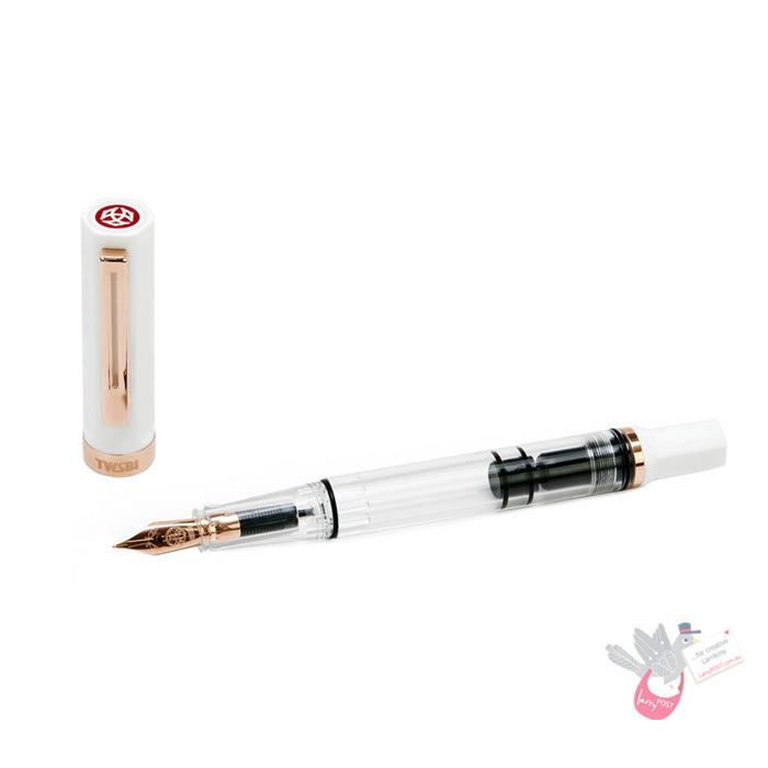 TWSBI Eco Fountain Pen - White with Rose Gold - Broad Nib