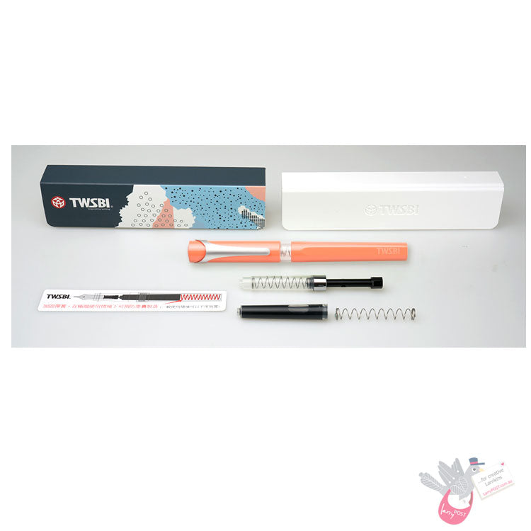 TWSBI Swipe Fountain Pen - Spring Loaded Converter - Salmon Colour - Extra Fine Nib