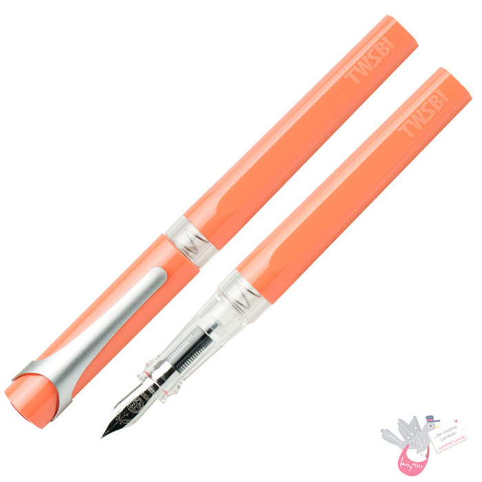 TWSBI Swipe Fountain Pen - Spring Loaded Converter - Salmon Colour - 1.1mm Italic (stub) Nib