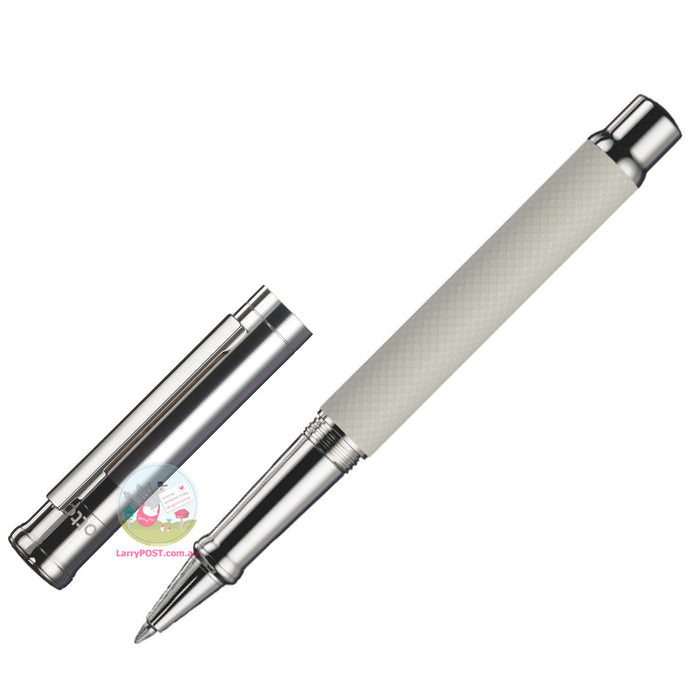 OTTO HUTT Design 04 - Capped Rollerball - Squared Guilloche and Sterling Silver - Cream