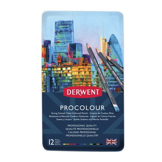 DERWENT Procolour Pencils Tin 12 Asst