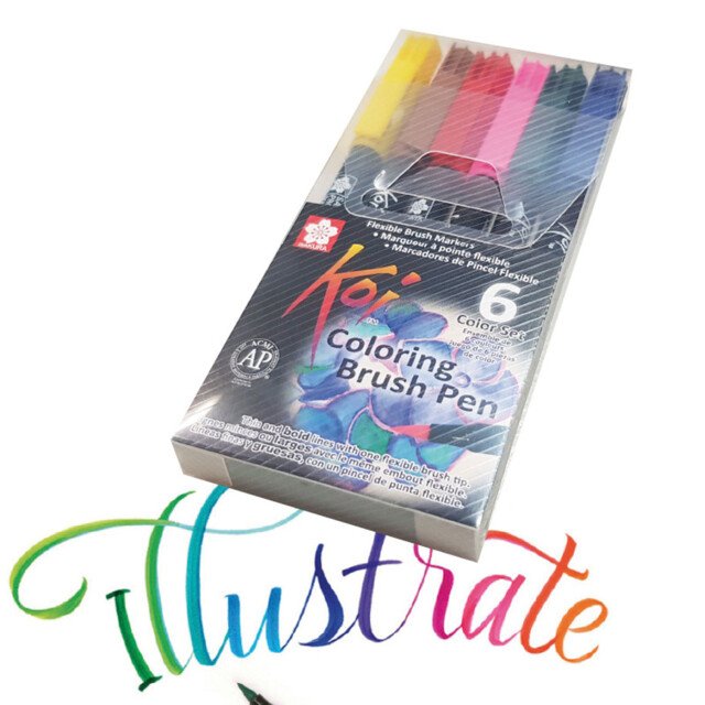 SAKURA Koi Brush Marker Set - Colour Set - Pack 6