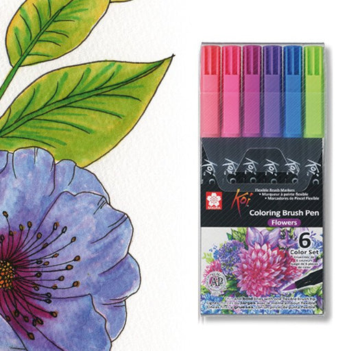 SAKURA Koi Brush Marker Set - Flowers - Pack 6
