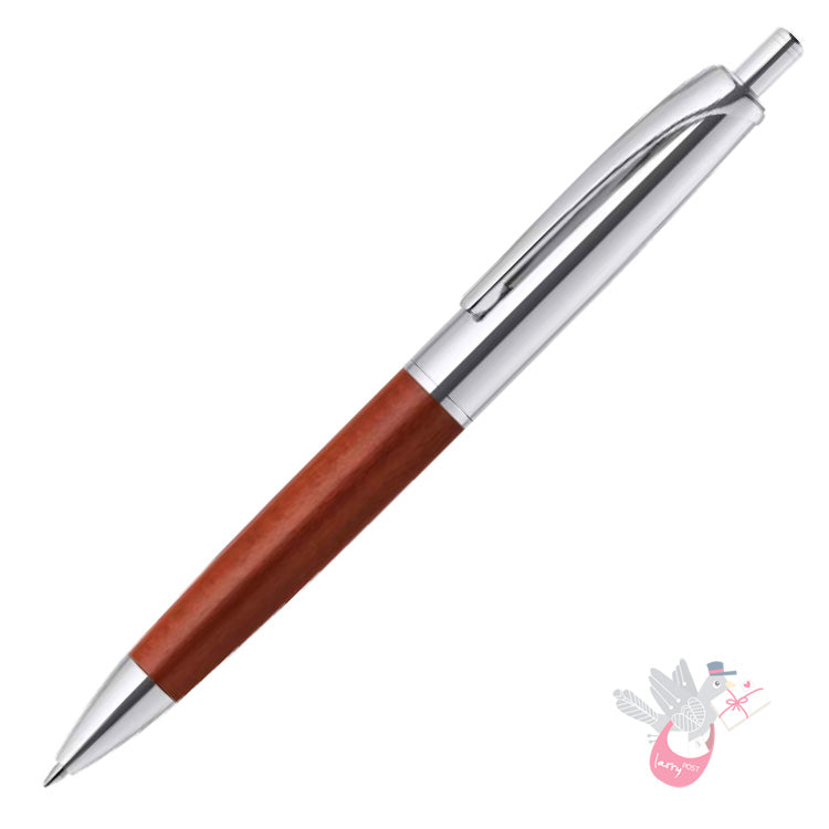 ZEBRA Filare Wood Push Button Ballpoint Pen - 0.7mm - Chrome/Brown
