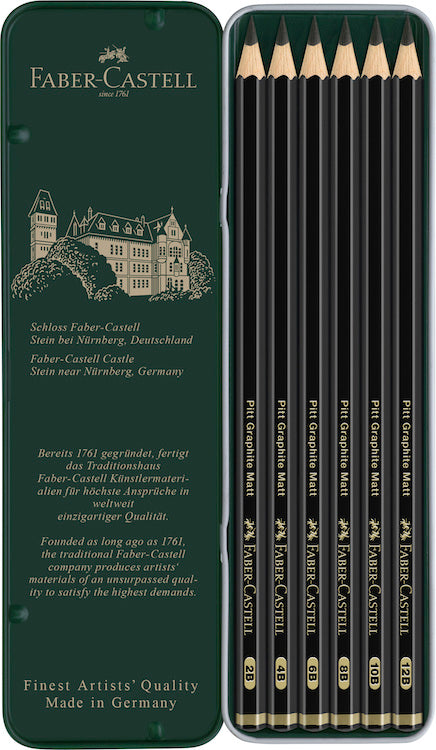 FABER-CASTELL Pitt Graphite Matt Pencils - Tin 6