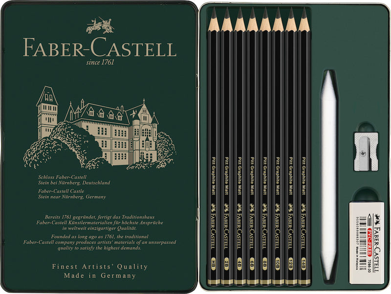 FABER-CASTELL Pitt Graphite Matt Pencils - Tin 11