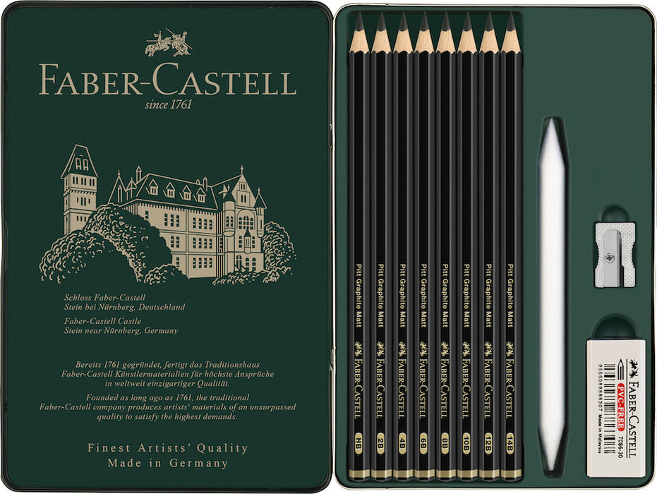 FABER-CASTELL Pitt Graphite Matt Pencils - Tin 11