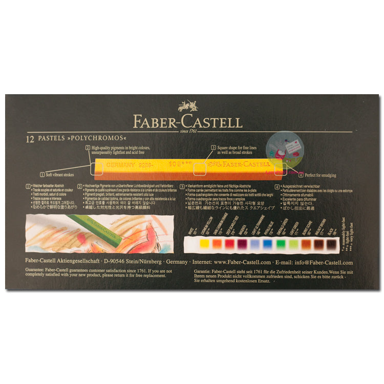 FABER-CASTELL Polychromos Pastel Blocks - Box of 12