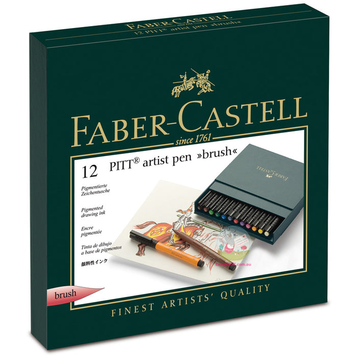 FABER-CASTELL PITT Artist Pen - Case Set - 12 Assorted Brushes