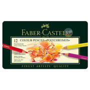 FABER-CASTELL Polychromos Coloured Pencils - Tin of 12