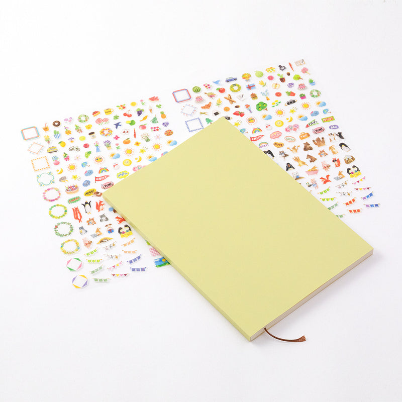 MIDORI - Undated 1 Year Diary with Sticker Set - Weekly Horizontal - A5 - Yellow
