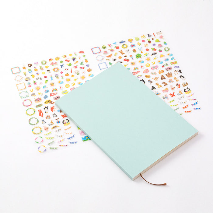 MIDORI - Undated 1 Year Diary with Sticker Set - Weekly Horizontal - A5 - Blue - A5
