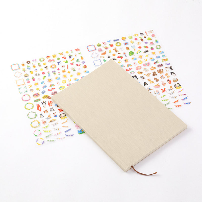 MIDORI - Undated 1 Year Diary with Sticker Set - Weekly Horizontal - A5 - Grey - A5
