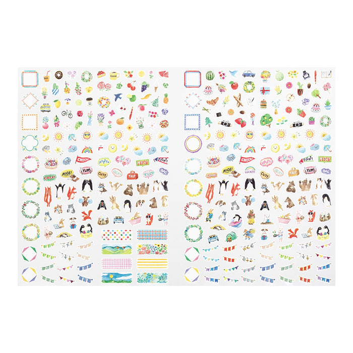 MIDORI - Undated 1 Year Diary with Sticker Set - Weekly Horizontal - A5 - Grey - A5
