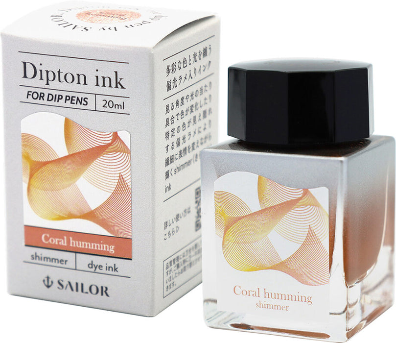 SAILOR Dipton Shimmer Dip Pen Ink - 20mL - Coral Humming