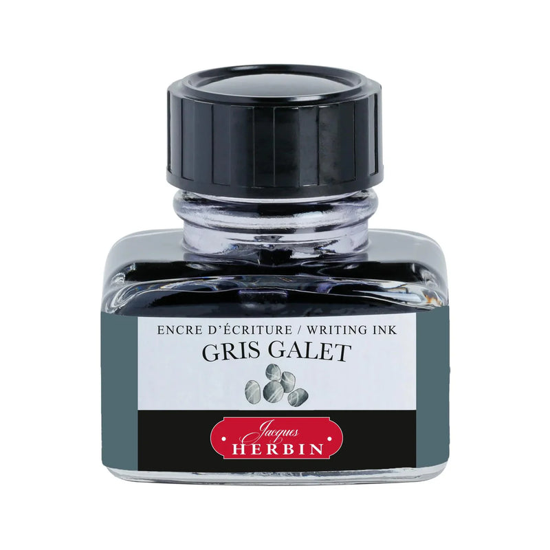HERBIN "Jewel of Inks" Fountain Pen Ink - 30mL (with pen rest) - Gris Galet (Pebble Grey)
