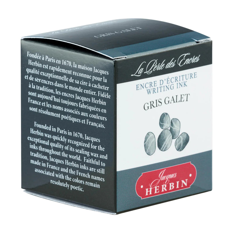 HERBIN "Jewel of Inks" Fountain Pen Ink - 30mL (with pen rest) - Gris Galet (Pebble Grey)