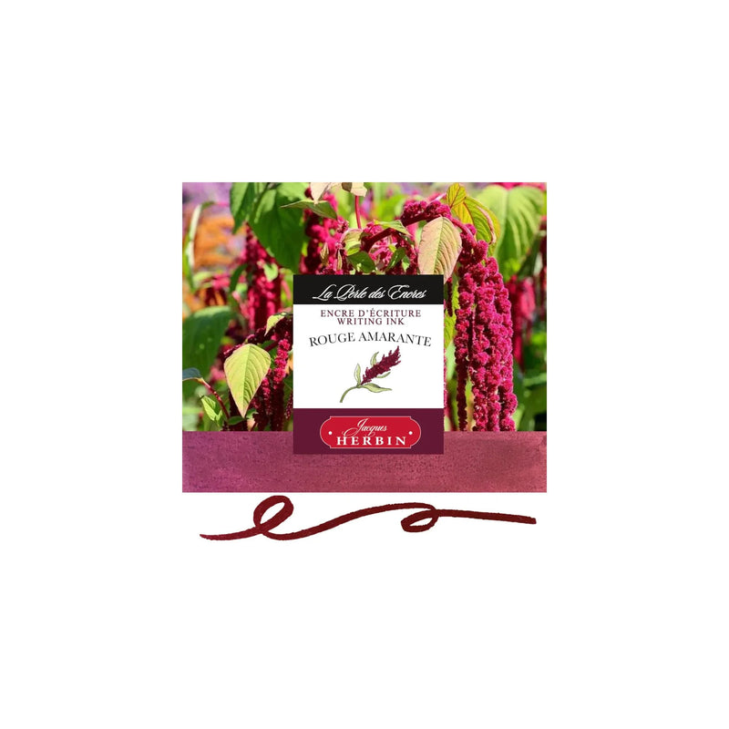 HERBIN "Jewel of Inks" Fountain Pen Ink - 30mL (with pen rest) - Rouge Amarante (Amaranth Red)