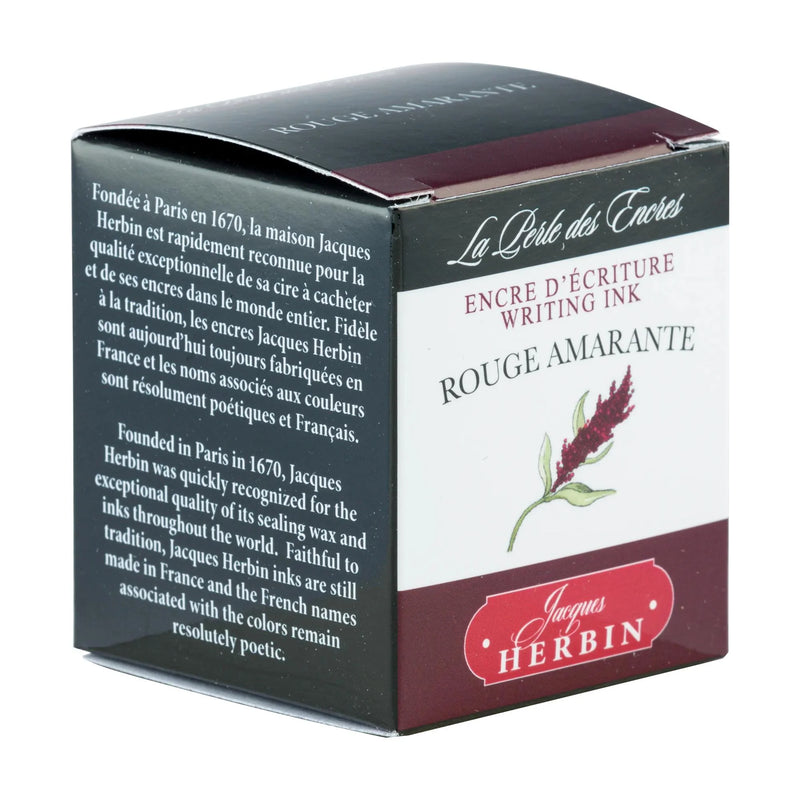 HERBIN "Jewel of Inks" Fountain Pen Ink - 30mL (with pen rest) - Rouge Amarante (Amaranth Red)