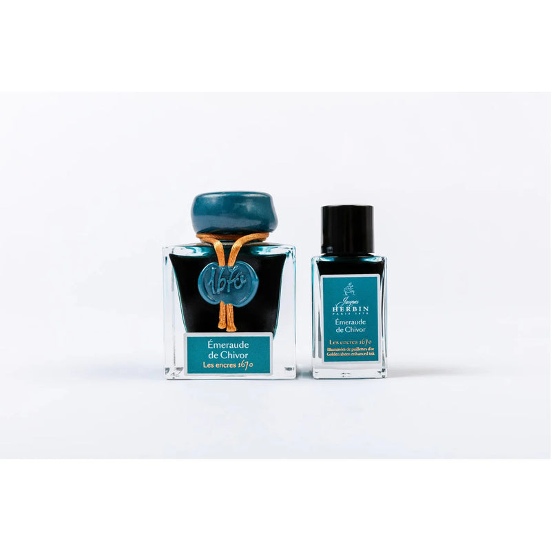 HERBIN Prestige 1670 (Shimmer) Fountain Pen Ink - 15mL - Emeraude de Chivor (Emerald Green/Gold) (Copy)