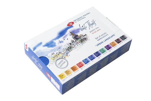 WHITE NIGHTS Limited Edition Artists' Watercolours Set - 12 Full Pans & Plastic Palette - Urban Landscape