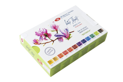 WHITE NIGHTS Limited Edition Artists' Watercolours Set - 12 Full Pans & Plastic Palette - Botanica 