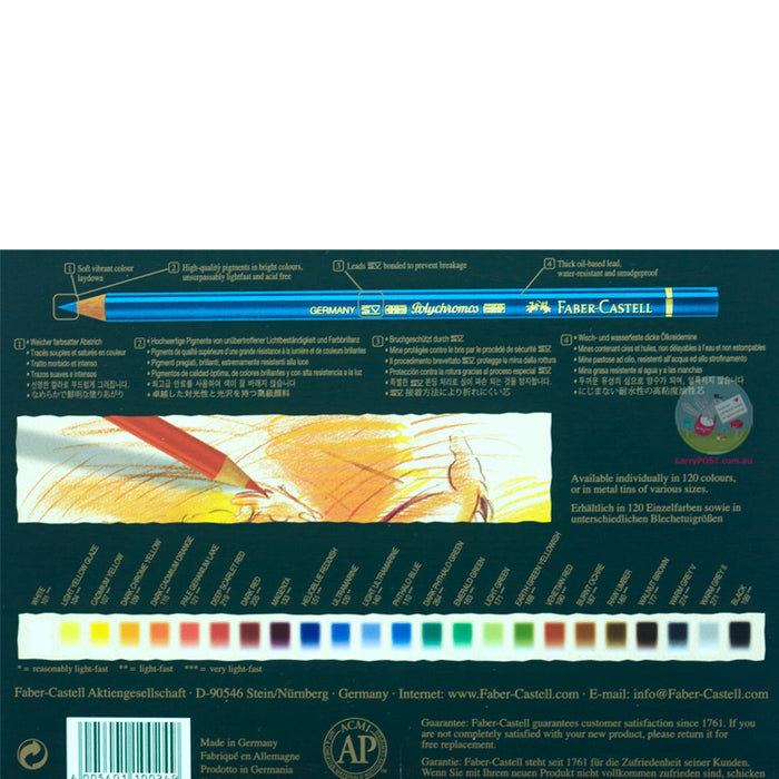 FABER-CASTELL Polychromos Coloured Pencils - Tin of 24