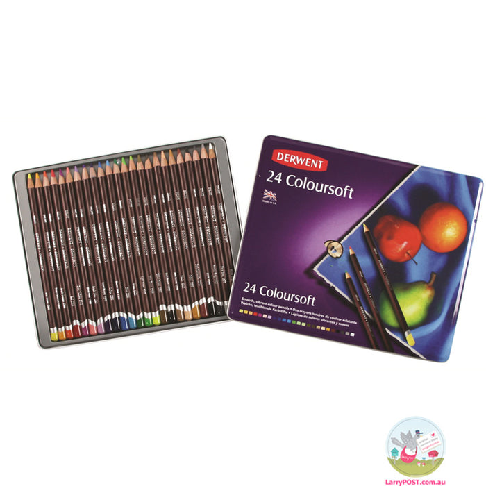 DERWENT Coloursoft Pencils Tin 24 Asst