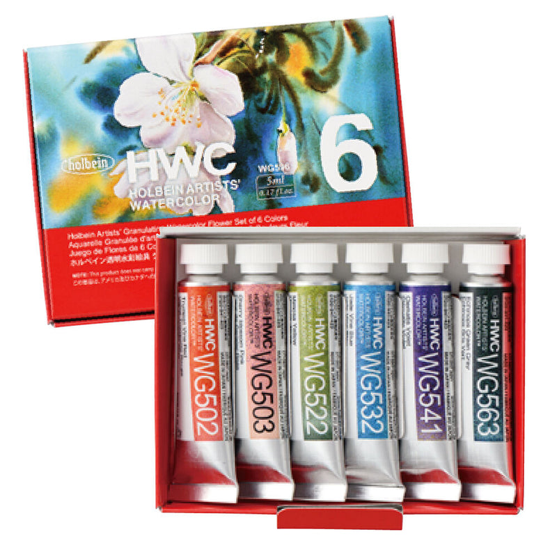 HOLBEIN Artists' Watercolour Granulated Set - 5mL x 6 Colours - Flowers