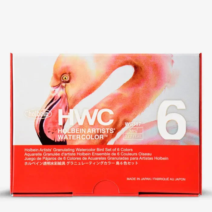 HOLBEIN Artists' Watercolour Granulated Set - 5mL x 6 Colours - Birds