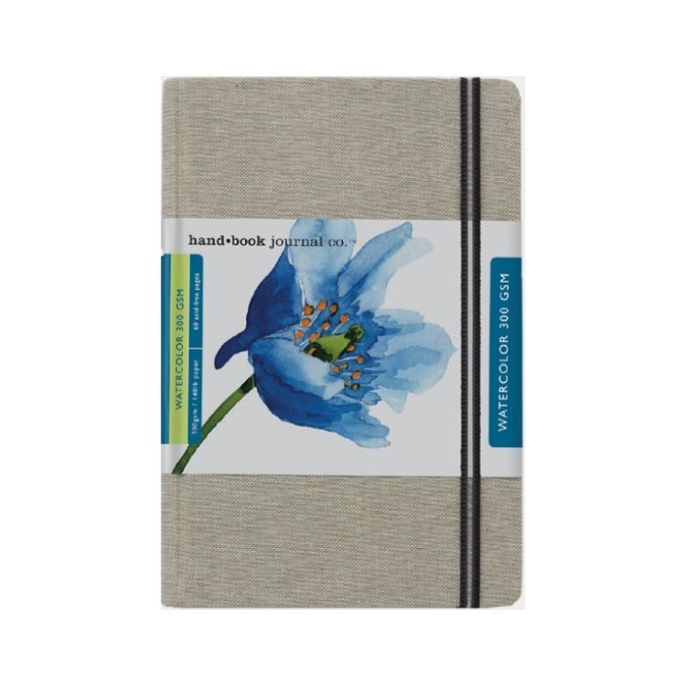 HAND-BOOK JOURNAL CO - Travelogue Series - Watercolour Journal (300gsm) -  Portrait (5.5 x 8.25" / 14 x 21cm) - Grey Linen