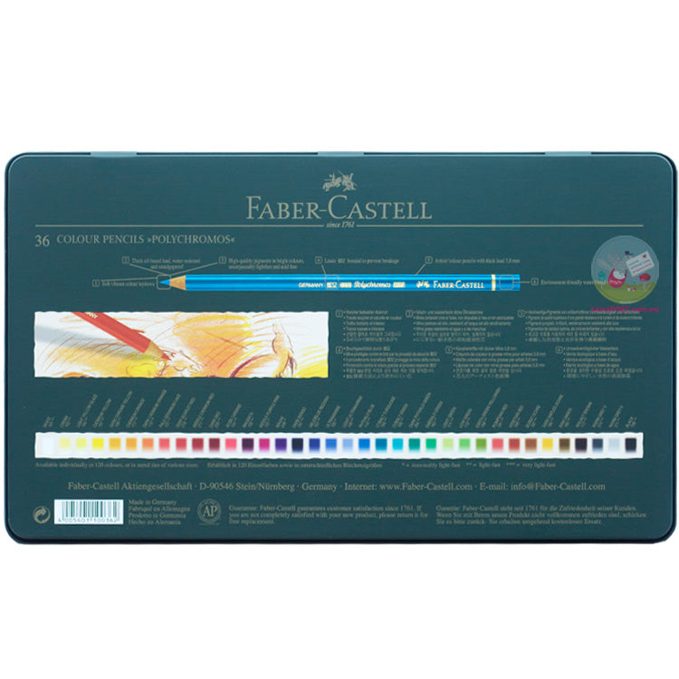 FABER-CASTELL Polychromos Coloured Pencils - Tin of 36