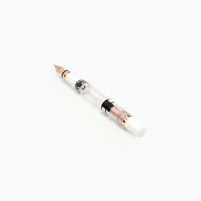 TWSBI Diamond 580 Rose Gold II Fountain Pen - Clear / White with rose gold trim - Medium Nib