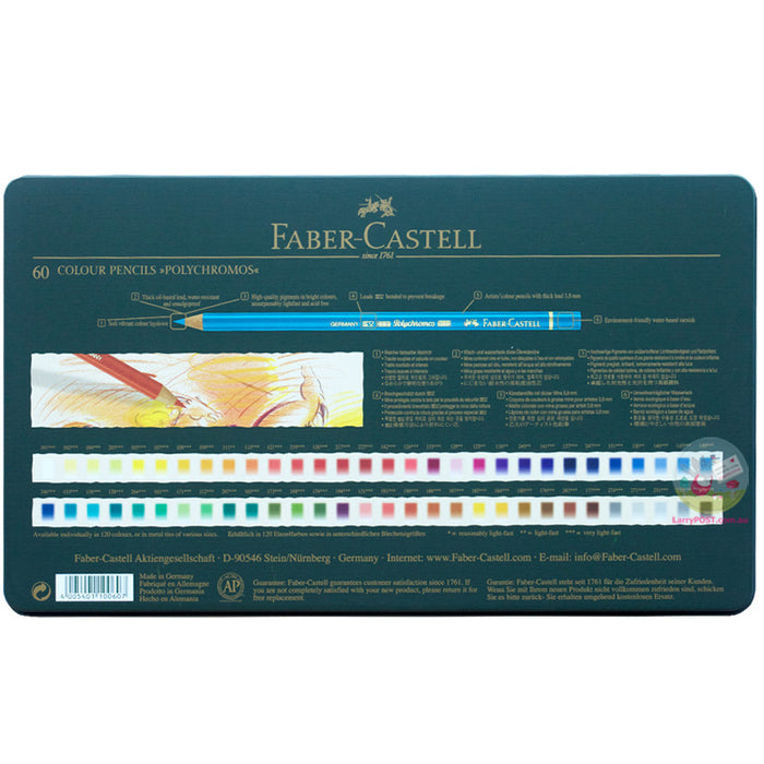 FABER-CASTELL Polychromos Coloured Pencils - Tin of 60