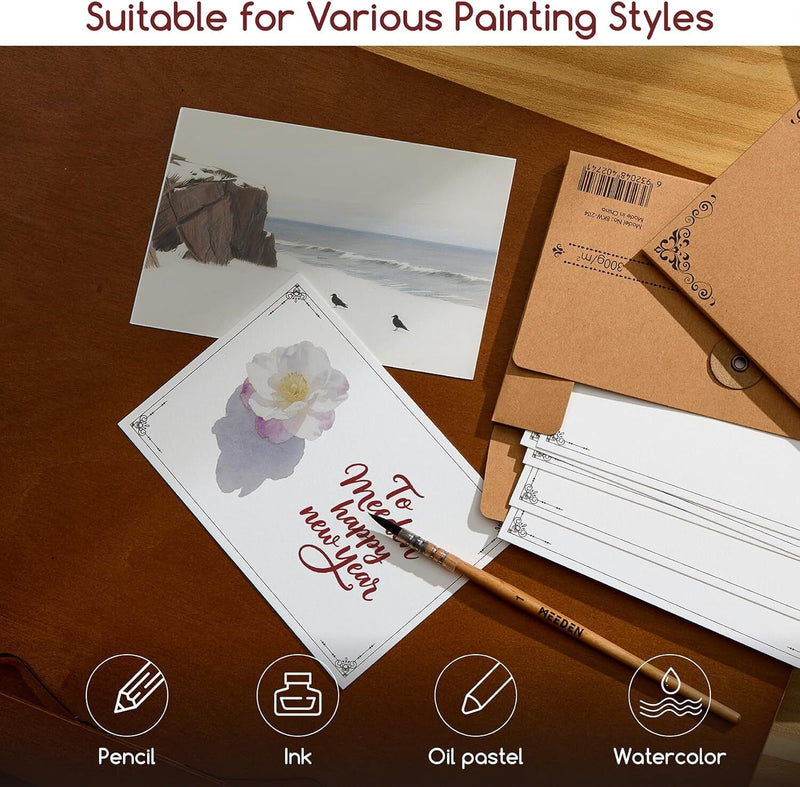 MEEDEN Watercolour Postcards - Hot Press 300gsm - 10 Sheets - 4 x 6"