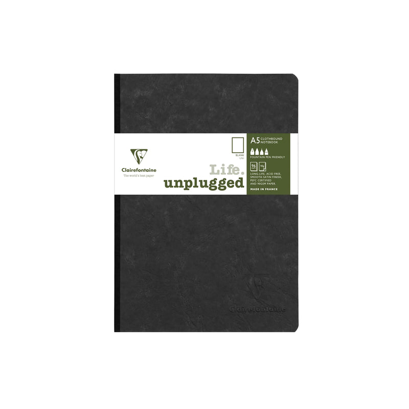 CLAIREFONTAINE Life Unplugged Clothbound Notebook - A5 - Black