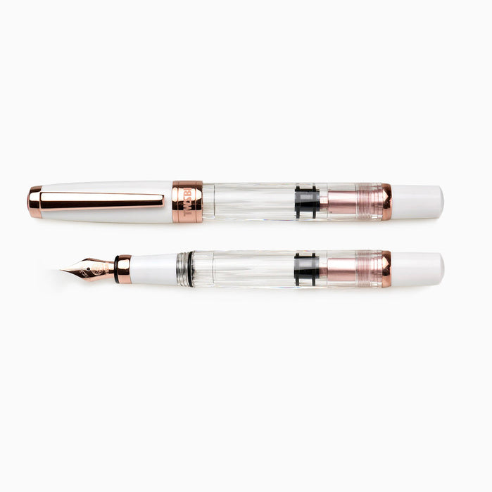 TWSBI Diamond 580 Rose Gold II Fountain Pen - Clear / White with rose gold trim - Medium Nib