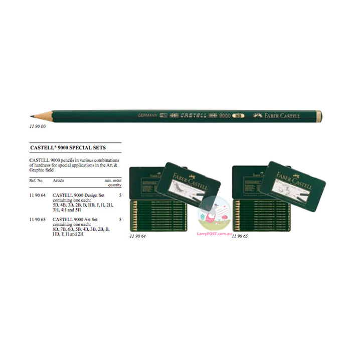 FABER-CASTELL Series 9000 Graphite Pencils - Design Set - 5B to 5H - Tin of 12