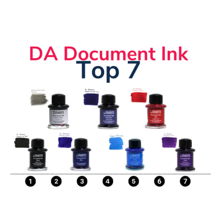 DE ATRAMENTIS Document Ink - 5mL SAMPLES - Top 7 Colours